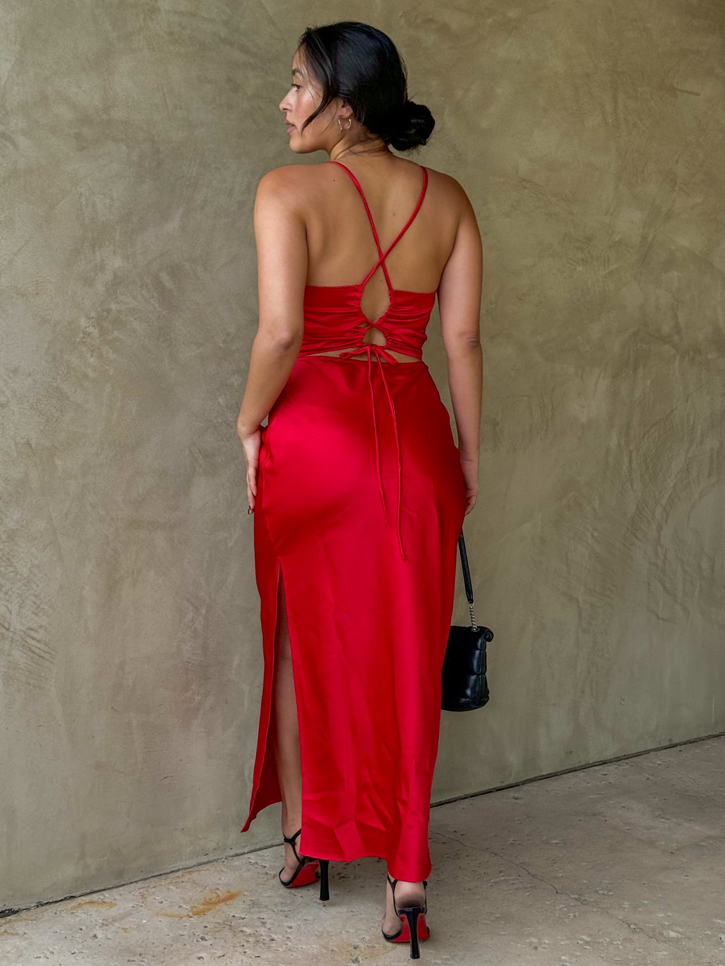 Tie Me Down Dress-Red