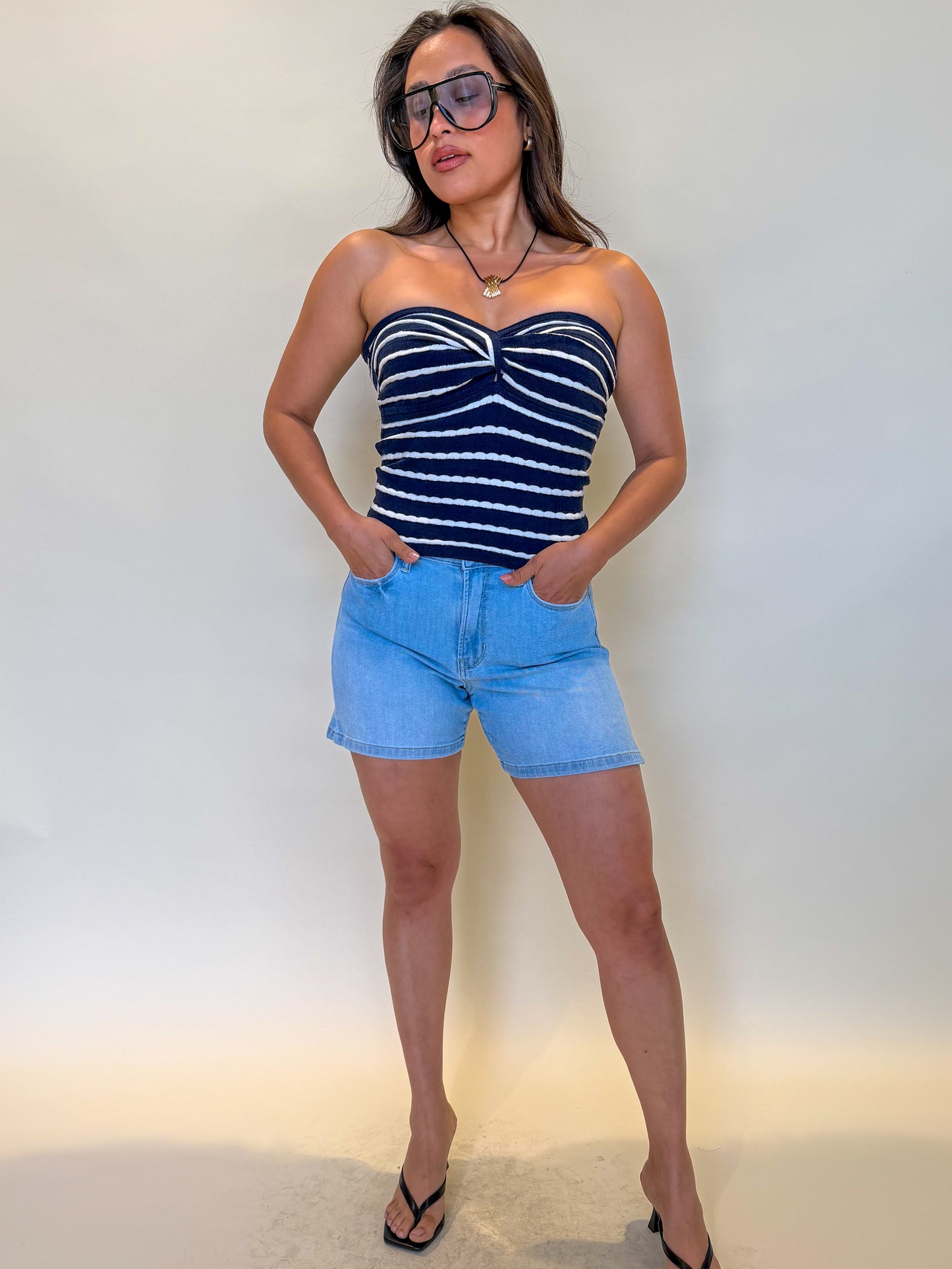 Ivy Top-Navy/White