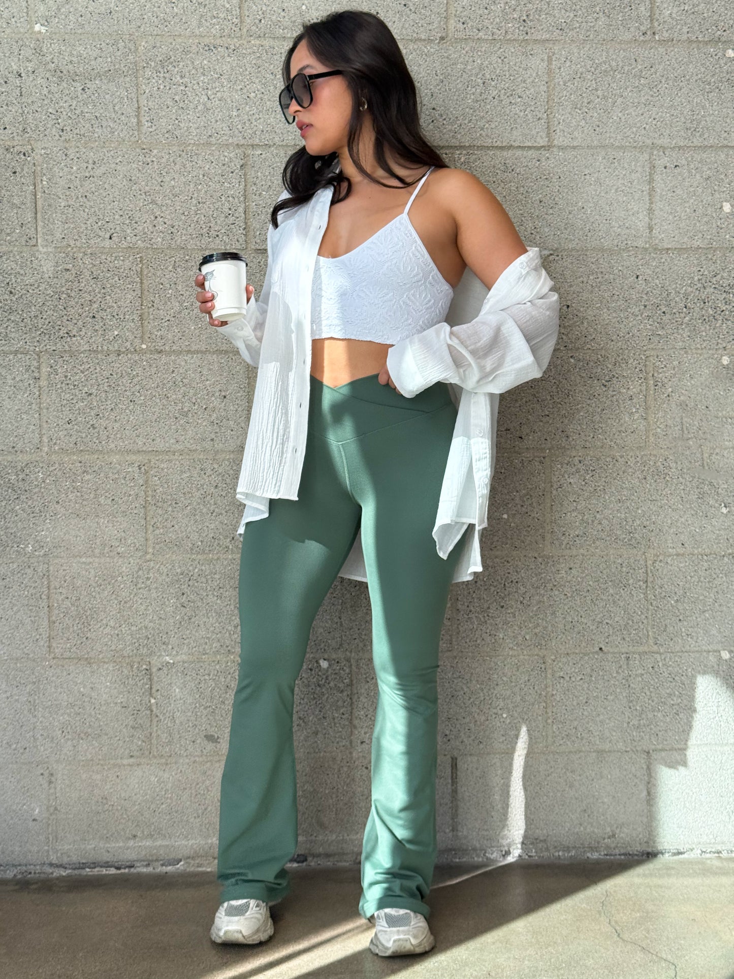 Crossover Leggings-Sage