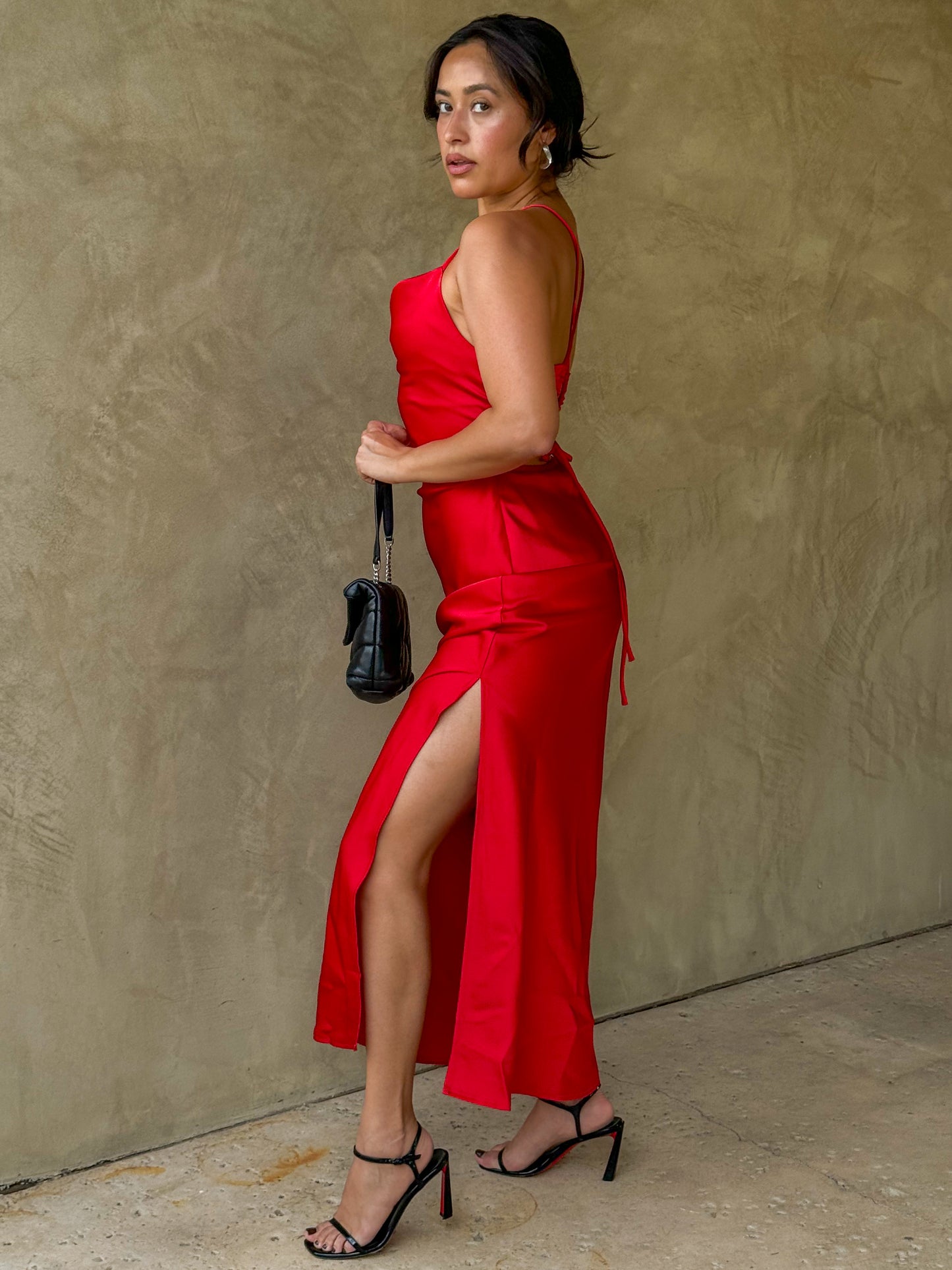 Tie Me Down Dress-Red