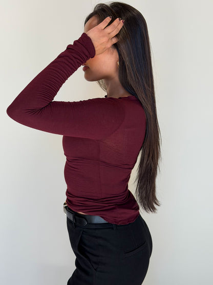 Barely There Top-Burgundy